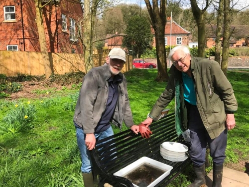 Andrew and Ken with their riverfly sample